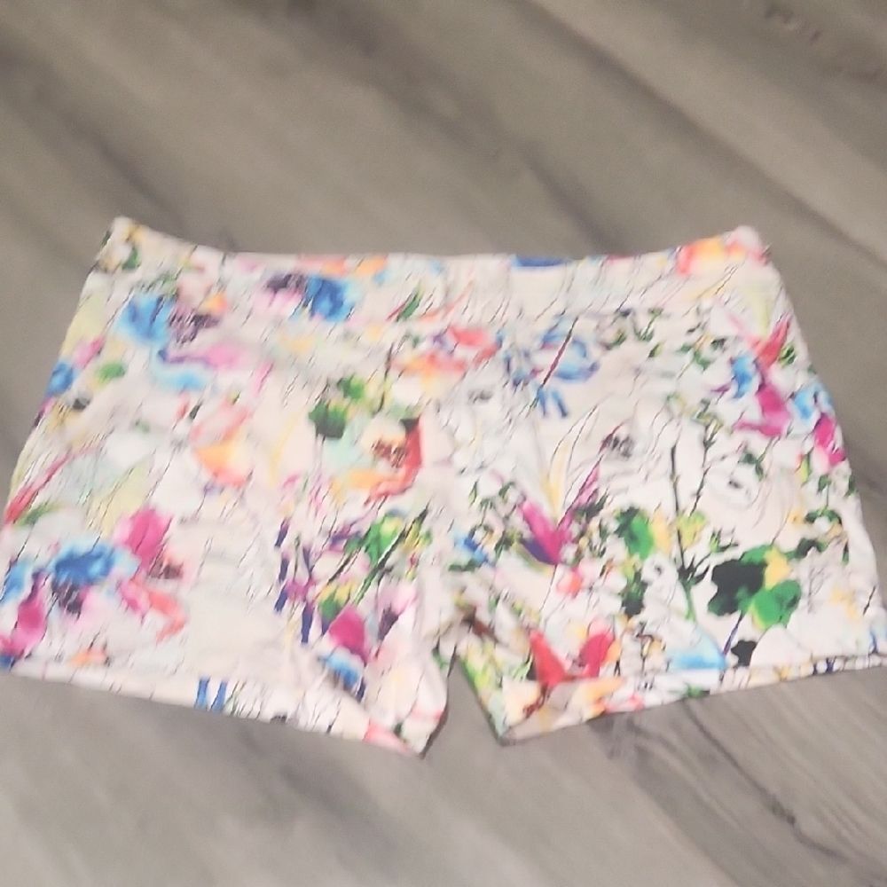 Express Colorful Chino Watercolor Floral Shorts - Picture 2 of 7